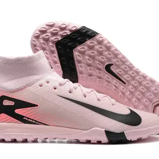 Nike Pink Black High-Top Sock-Fit Upper Molded Outsole Turf Soccer Shoes