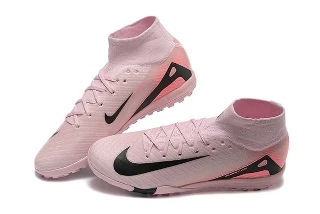 Nike Chaussures de Football Hautes Rose et Noir Bout de Chaussette Semelle Moldée pour Pelouse 3