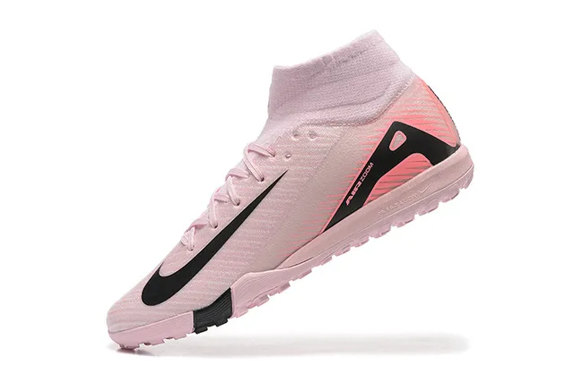 Nike Chaussures de Football Hautes Rose et Noir Bout de Chaussette Semelle Moldée pour Pelouse 5