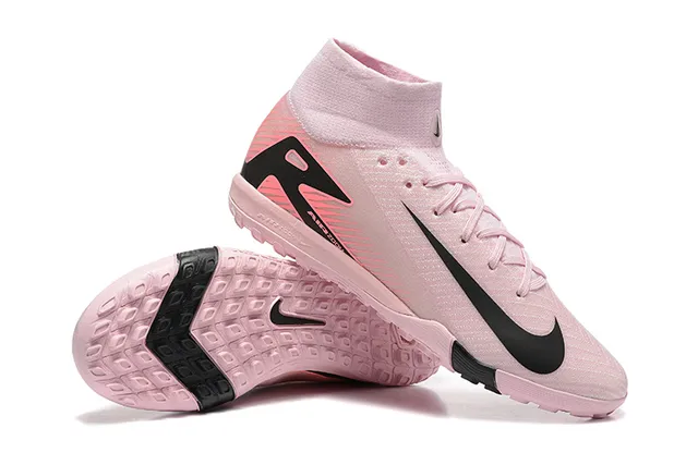 Nike Chaussures de Football Hautes Rose et Noir Bout de Chaussette Semelle Moldée pour Pelouse 6
