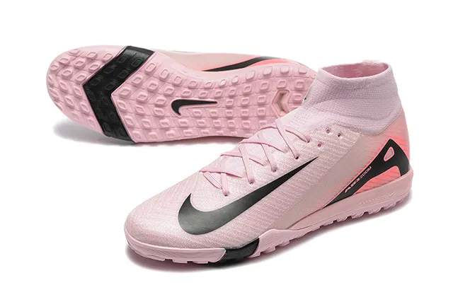 Nike Chaussures de Football Hautes Rose et Noir Bout de Chaussette Semelle Moldée pour Pelouse 7