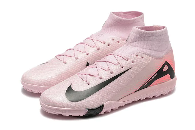 Nike Chaussures de Football Hautes Rose et Noir Bout de Chaussette Semelle Moldée pour Pelouse 8