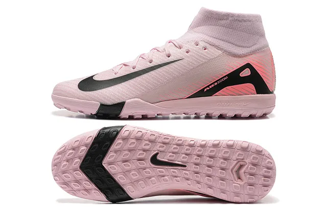 Nike Chaussures de Football Hautes Rose et Noir Bout de Chaussette Semelle Moldée pour Pelouse 9