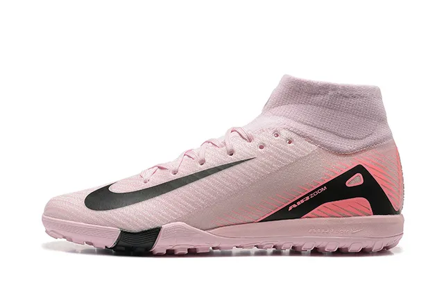 Nike Chaussures de Football Hautes Rose et Noir Bout de Chaussette Semelle Moldée pour Pelouse 10