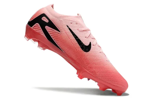 Nike Chaussures de football à empeigne knit rose noir asymétrique avec cage au talon pour terrain ferme 2