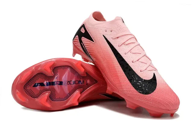Nike Chaussures de football à empeigne knit rose noir asymétrique avec cage au talon pour terrain ferme 4