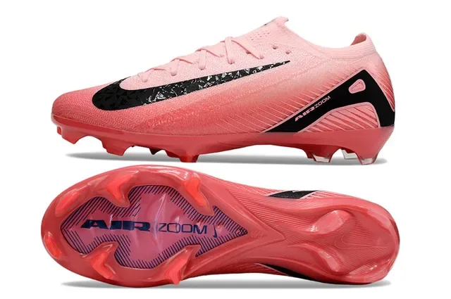 Nike Chaussures de football à empeigne knit rose noir asymétrique avec cage au talon pour terrain ferme 6