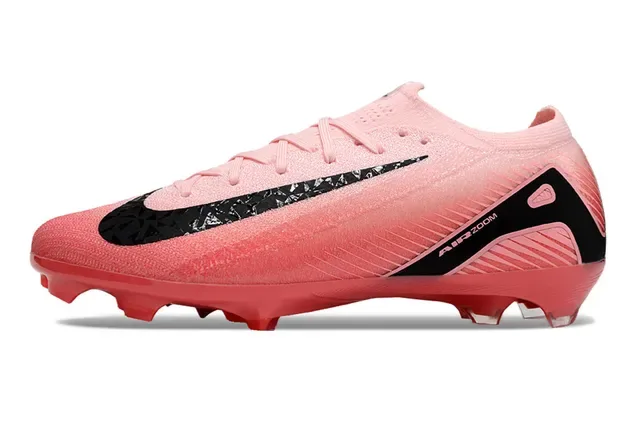 Nike Chaussures de football à empeigne knit rose noir asymétrique avec cage au talon pour terrain ferme 7