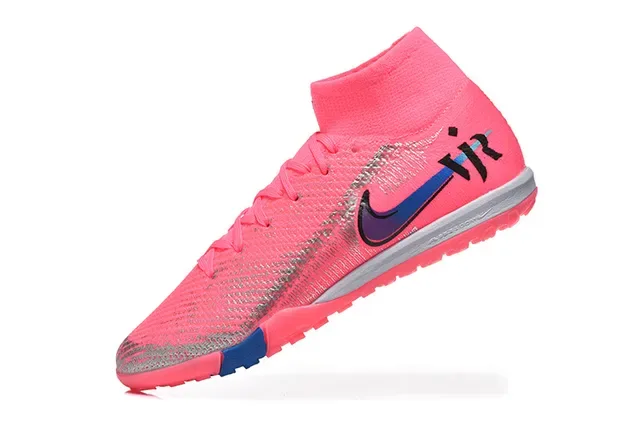 Nike Chaussures de football Turf rose et bleu avec upper Flyknit et col sock-fit 4