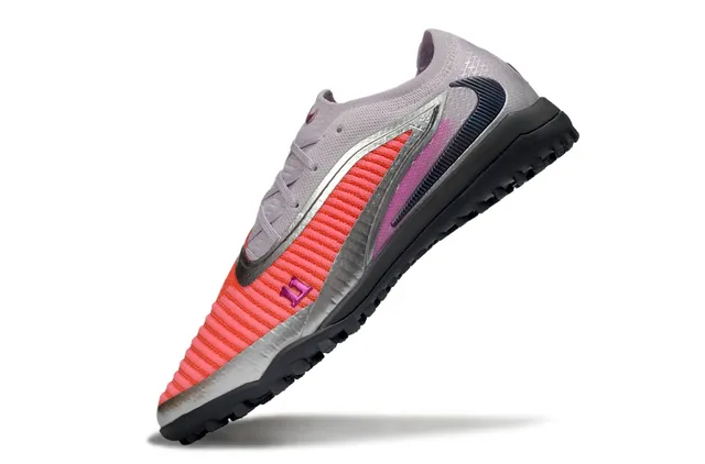 Nike Rosa Cinza Baixo Corte Silhueta Atlética Tricô Acanalado Antepé Gramado Artificial Sapatos de Futebol 3