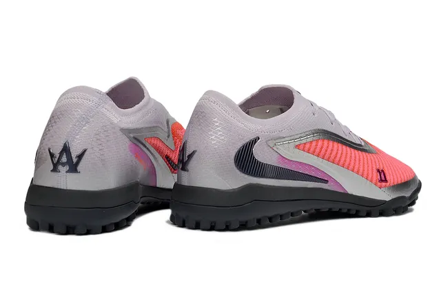 Nike Rosa Cinza Baixo Corte Silhueta Atlética Tricô Acanalado Antepé Gramado Artificial Sapatos de Futebol 5