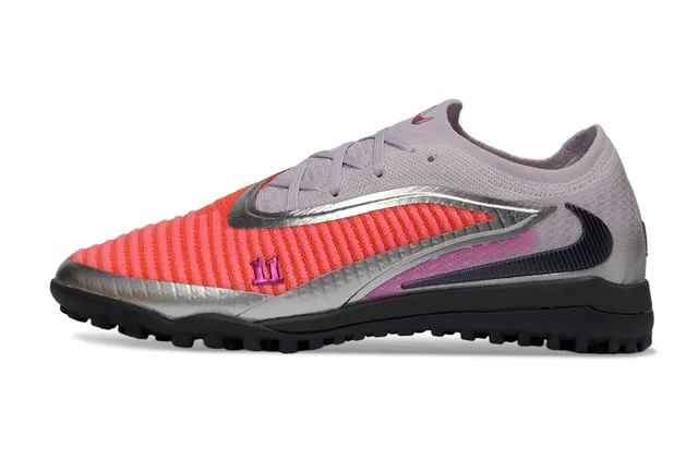 Nike Rosa Cinza Baixo Corte Silhueta Atlética Tricô Acanalado Antepé Gramado Artificial Sapatos de Futebol 7
