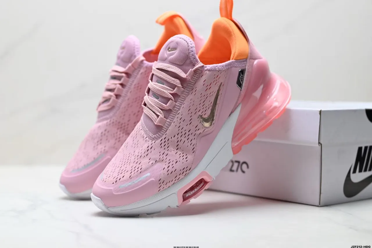 Nike Pink Orange Perforated Engineered Mesh Upper Translucent Gradient Heel Air Unit Running Shoes 3