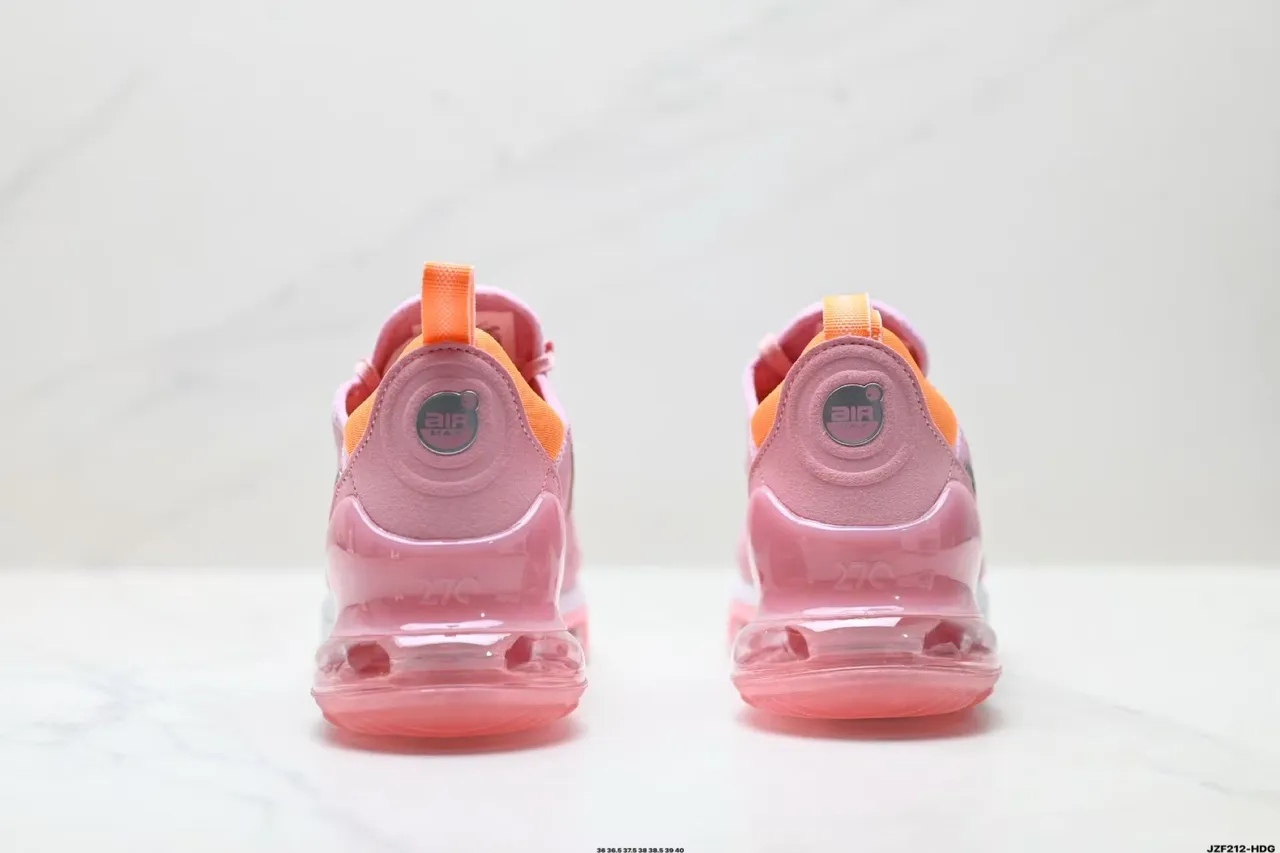 Nike Pink Orange Perforated Engineered Mesh Upper Translucent Gradient Heel Air Unit Running Shoes 4