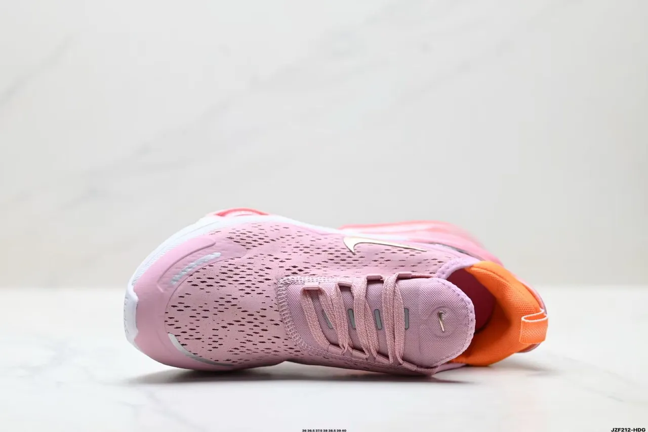 Nike Pink Orange Perforated Engineered Mesh Upper Translucent Gradient Heel Air Unit Running Shoes 7