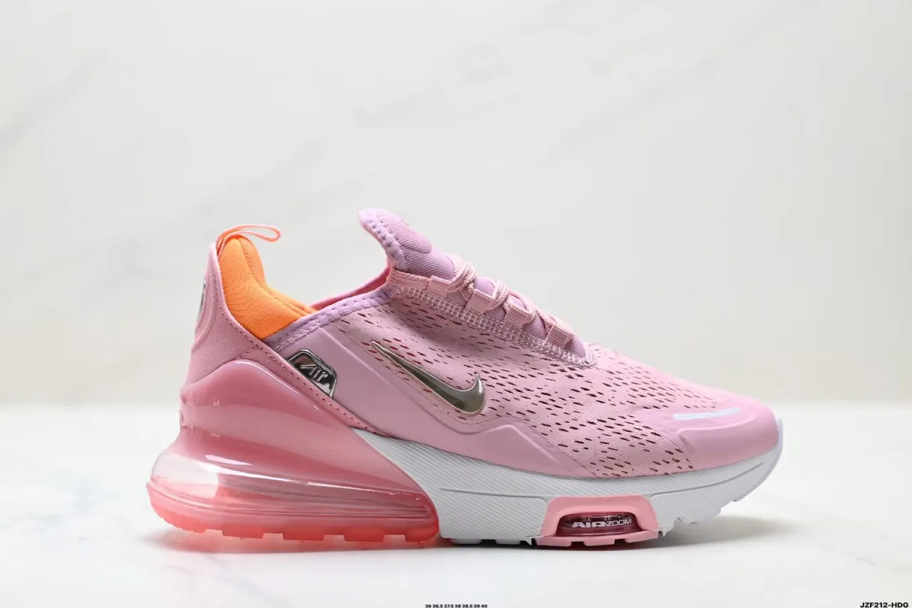 Nike Pink Orange Perforated Engineered Mesh Upper Translucent Gradient Heel Air Unit Running Shoes 8