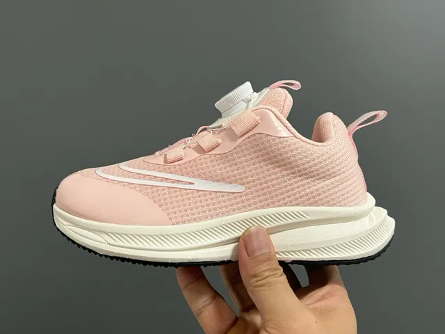 Nike Pink White Dial-Lacing System Engineered Mesh Upper Running Shoes 5