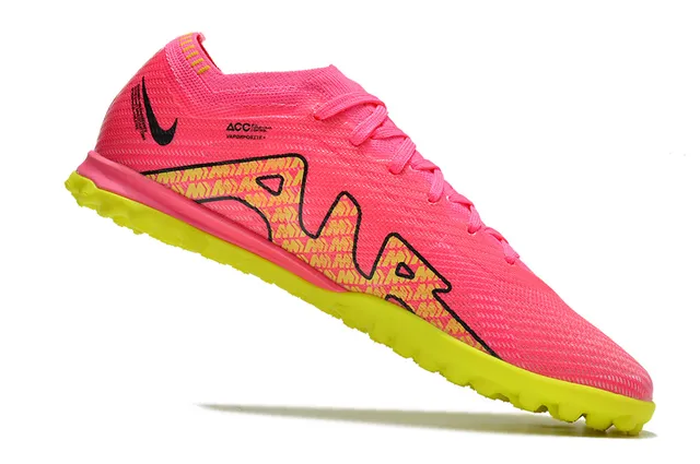 Nike Zapatillas de fútbol turf con upper de knit, cuello sock-fit, color rosa amarillo 2