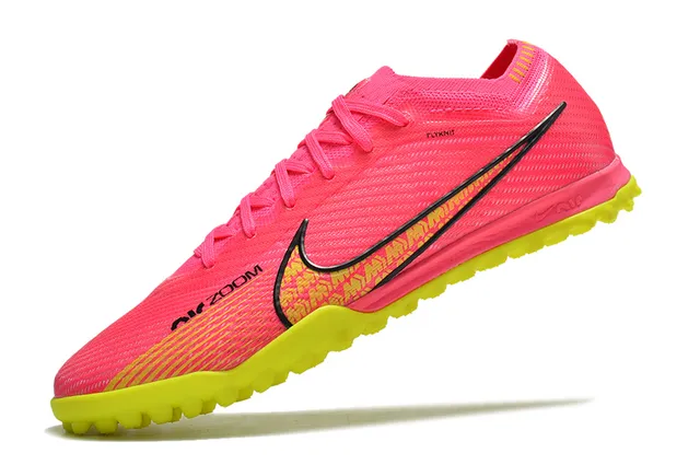Nike Zapatillas de fútbol turf con upper de knit, cuello sock-fit, color rosa amarillo 3