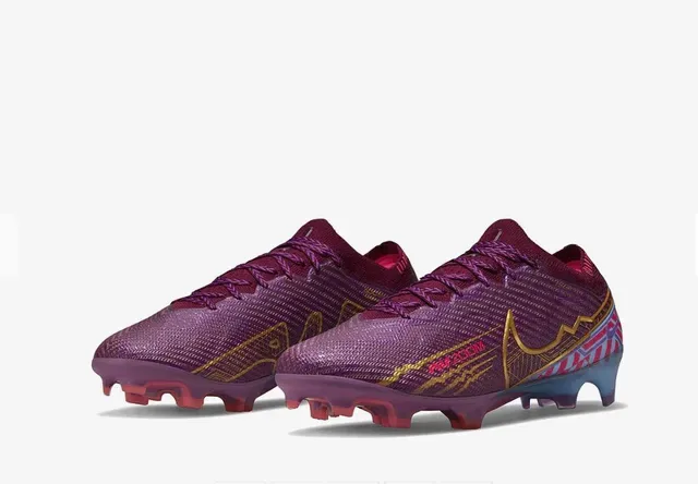 Nike Violet Or Knit Upper Swoosh Firm-Ground Chaussures de Football 5