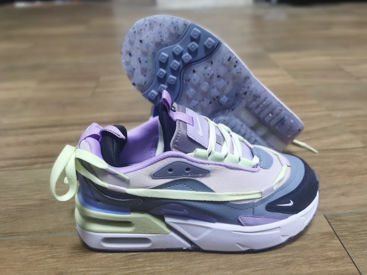 Nike Purple Green Layered Synthetic Overlays Visible Air Unit Window Lifestyle Sneakers 4