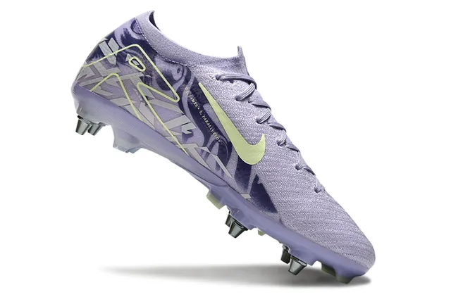 Nike Chaussures de football pourpre vert low-cut knit upper graphic-printed overlay firm-ground 2