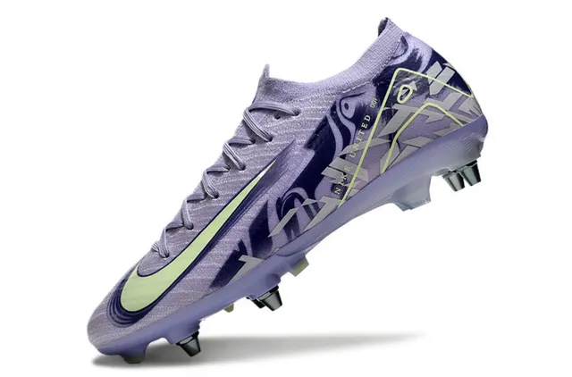 Nike Chaussures de football pourpre vert low-cut knit upper graphic-printed overlay firm-ground 3