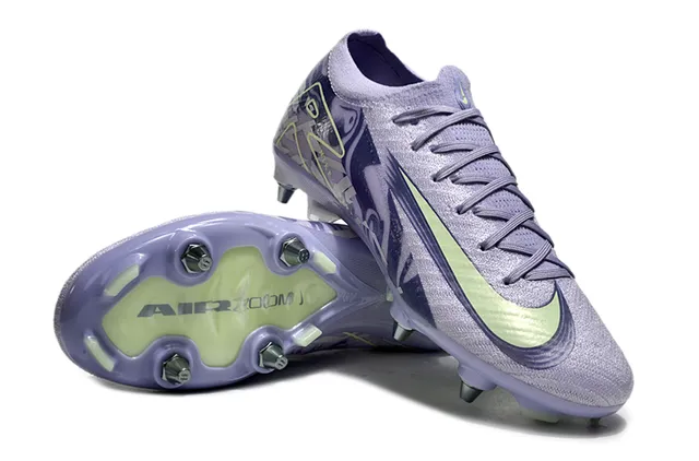 Nike Chaussures de football pourpre vert low-cut knit upper graphic-printed overlay firm-ground 4
