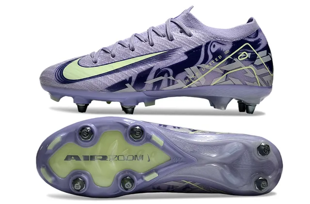Nike Chaussures de football pourpre vert low-cut knit upper graphic-printed overlay firm-ground 6