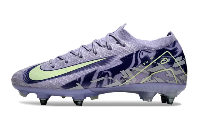 Nike Chaussures de football pourpre vert low-cut knit upper graphic-printed overlay firm-ground 7
