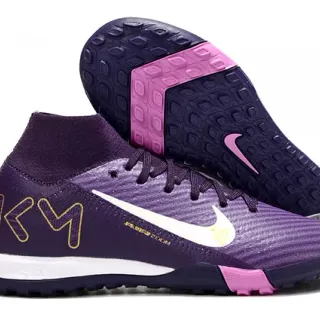 Nike Purple Pink High-Top Collar Textured Synthetic Upper Turf Soccer Shoes