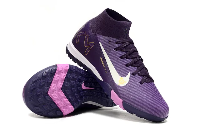 Nike Morado Rosa Tacón alto Collar Texturizado Sintético Superior Césped Fútbol Zapatos 2
