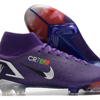 Nike Purple Transparent High-Cut Sock-Fit Upper Textured Synthetic Knit Firm-Ground Soccer Shoes