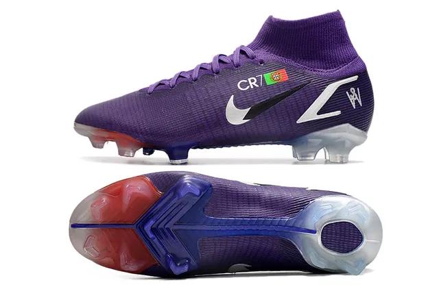 Nike Purple Transparent High-Cut Sock-Fit Upper Textured Synthetic Knit Firm-Ground Soccer Shoes 2