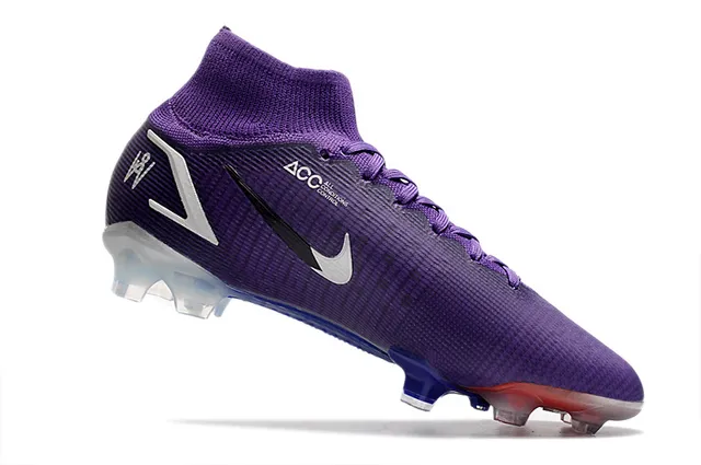 Nike Purple Transparent High-Cut Sock-Fit Upper Textured Synthetic Knit Firm-Ground Soccer Shoes 3