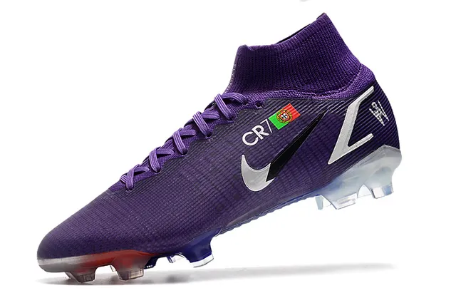Nike Purple Transparent High-Cut Sock-Fit Upper Textured Synthetic Knit Firm-Ground Soccer Shoes 4