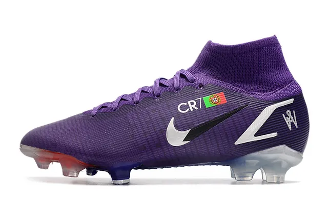 Nike Purple Transparent High-Cut Sock-Fit Upper Textured Synthetic Knit Firm-Ground Soccer Shoes 5