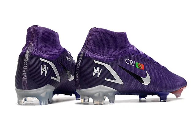 Nike Purple Transparent High-Cut Sock-Fit Upper Textured Synthetic Knit Firm-Ground Soccer Shoes 7