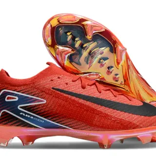 Nike Red Black Knit Upper Low-Cut Collar Firm-Ground Soccer Shoes