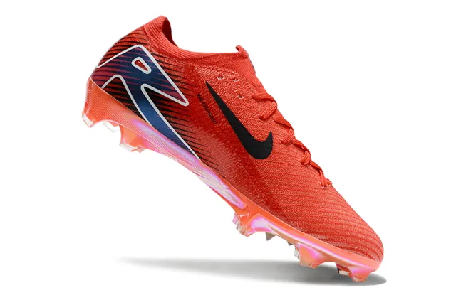 Nike Red Black Knit Upper Low-Cut Collar Firm-Ground Soccer Shoes 2