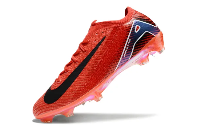 Nike Red Black Knit Upper Low-Cut Collar Firm-Ground Soccer Shoes 3