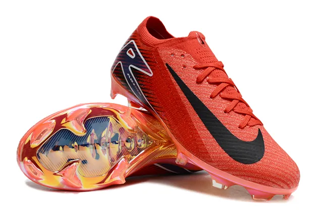 Nike Red Black Knit Upper Low-Cut Collar Firm-Ground Soccer Shoes 4