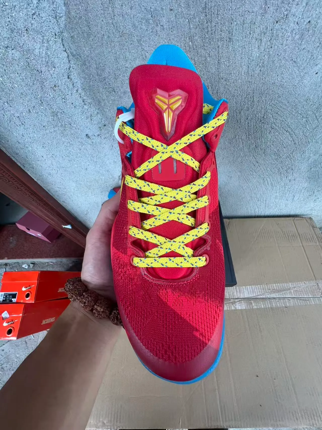 Nike Red Blue Low-Cut Knit Upper Layered Synthetic Overlays Basketball Shoes 5