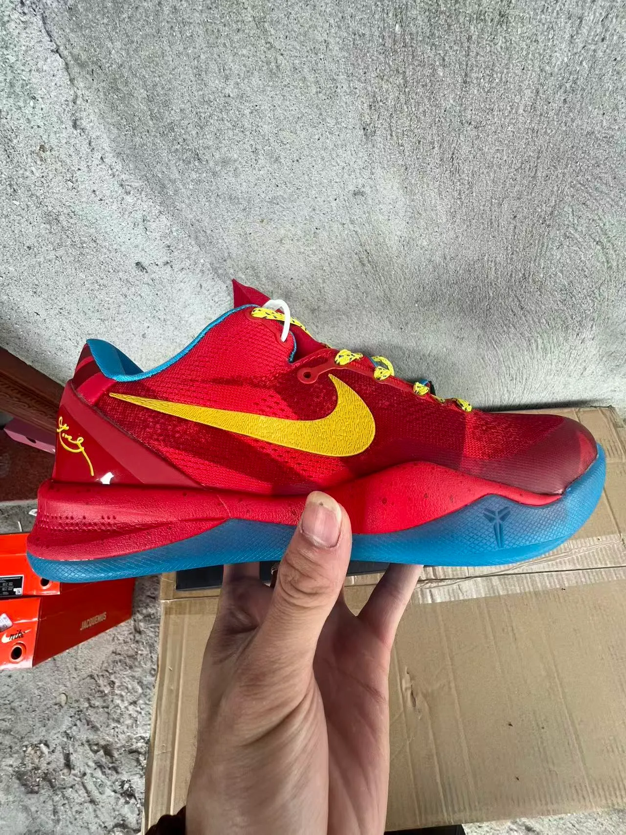 Nike Red Blue Low-Cut Knit Upper Layered Synthetic Overlays Basketball Shoes 9