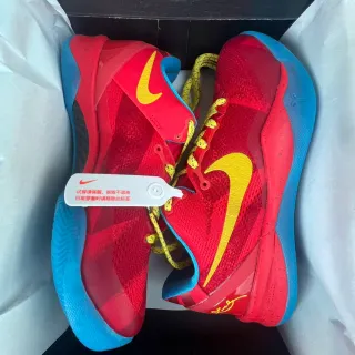 Nike Red Blue Low-Cut Knit Upper Layered Synthetic Overlays Basketball Shoes