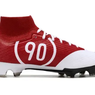 Nike أحمر أبيض عالي القطع كولار تريكو جرافيك أرقام جريء أحذية كرة القدم للأرض الصلبة