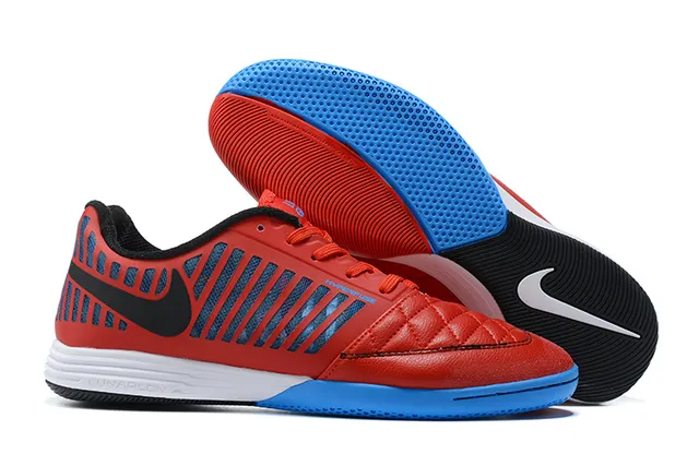 Nike أحمر أبيض كاج مودلد علوي مبطن مقدمة صناعية أحذية كرة القدم الداخلية 4
