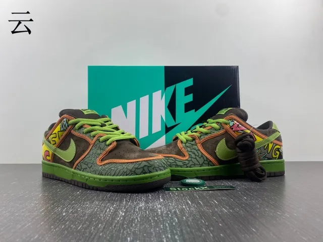 Nike SB Dunk Low Graffiti Print Olive Green أحذية تزلج 6