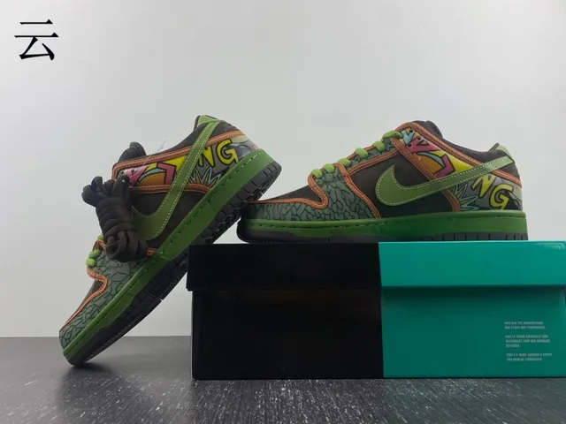 Nike SB Dunk Low Graffiti Print Olive Green أحذية تزلج 7