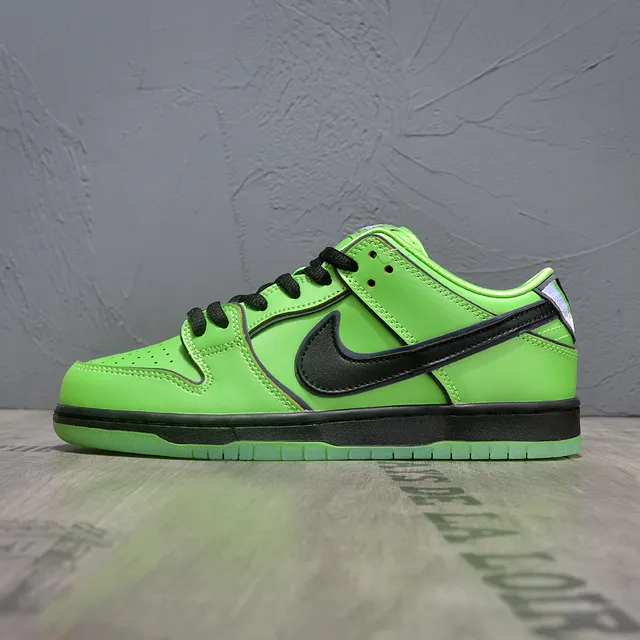 Nike SB Dunk Low Vert Noir Pointe Perforée Chaussures de Skateboard 7